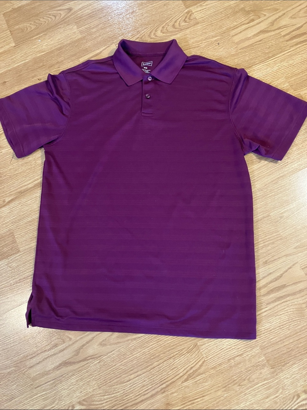 Haggar Men’s MM Short Sleeve Plum w/horizontal stripes 2 button placket shirt
